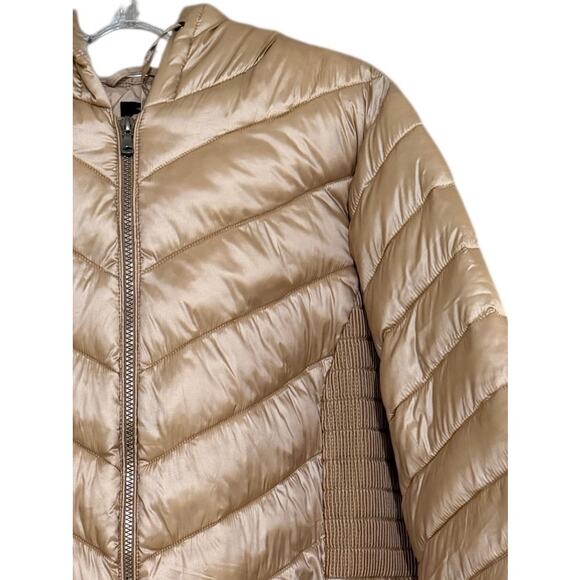Lane Bryant Prima Puffer Plus 18/20 Gold Frappe Hood Packable Stretch Warm - Picture 7 of 9
